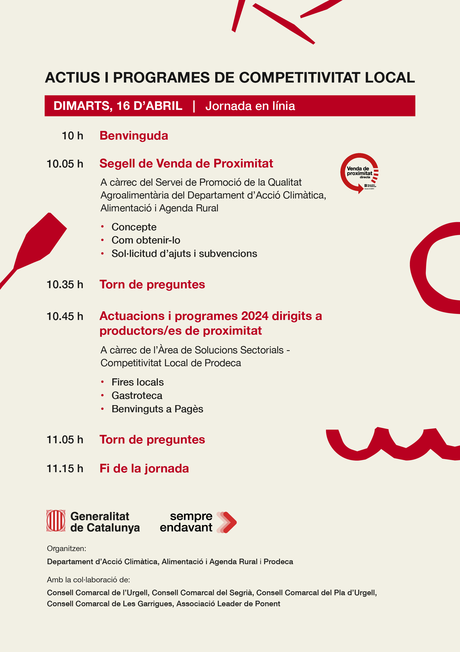 JORNADA ACTIUS I PROGRAMES DE  COMPETITIVITAT LOCAL